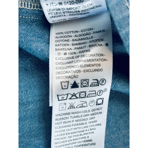 Levi's Amber Long Sleeve Blouse Square Neck Shirt 100% Cotton Flowy Medium - Picture 10 of 14